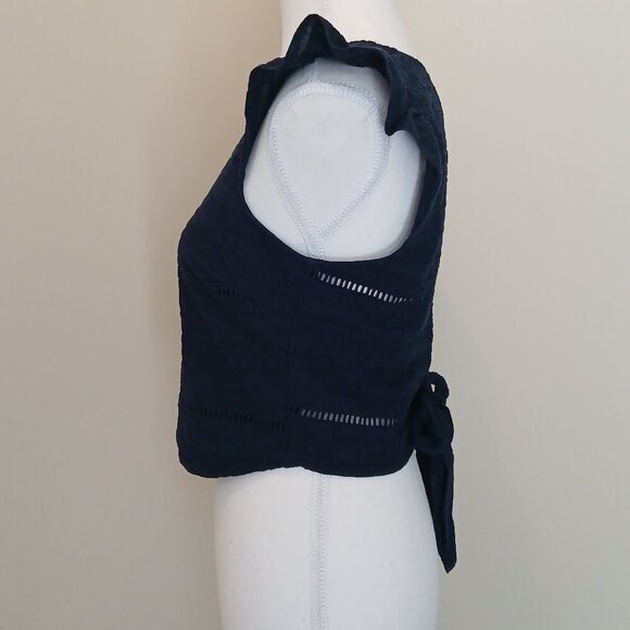 Gentle Fawn Venice Tie Back Flutter Sleeve Top Navy Blue Size XS - Picture 3 of 7